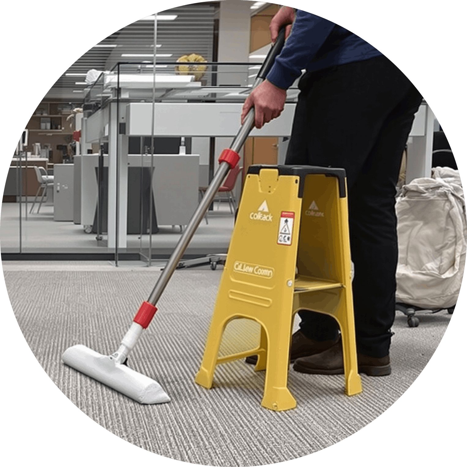 Commercial Office Facilities Cleaning Janitorial staff cleaning office flooring